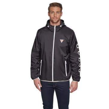 Guess Men's Solid Light-Weight Full Zip Hooded Jacket