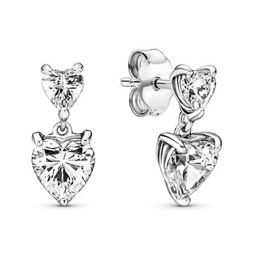 Pandora Double Heart Sparkling Stud Earrings