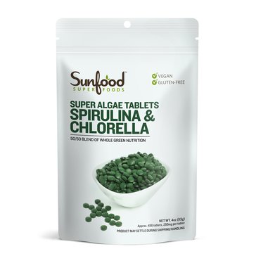 Sunfood Superfoods Spirulina Chlorella Immune Support Tablets, 456-count