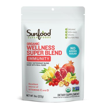 Sunfood Superfoods Wellness Super Blend for Immunity Support Powder, 15-servings