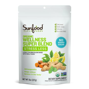 Sunfood Superfoods Wellness Super Blend for Stress Less Powder, 20-servings