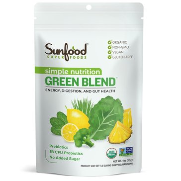 Sunfood Superfoods Simple Nutrition & Detoxifying Green Blend Organic Powder, 56-servings