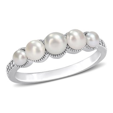 Sofia B. Cultured Freshwater Pearl and Diamond 5-Stone Ring