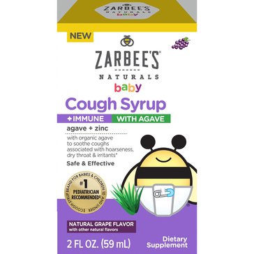 Zarbees Baby Agave Grape with Zinc Cough Immune Support Syrup