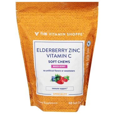 The Vitamin Shoppe Elderberry Zinc Vitamin C Soft Chews 60-count