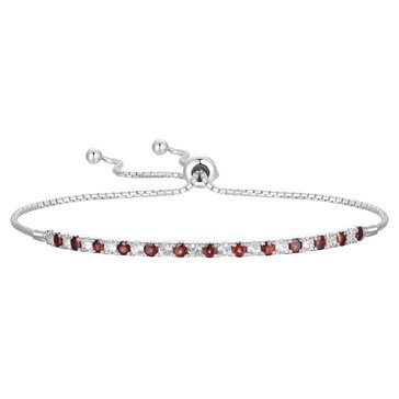 Garnet and White Topaz Bolo Bracelet