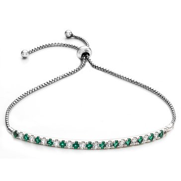 Created Emerald and Created White Sapphire Bolo Bracelet