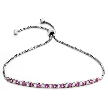 Created Pink Sapphire and Created White Sapphire Bolo Bracelet_gr