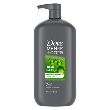 Dove Men's 2 in 1 Fresh Clean Caffeine and Menthol Shampoo Conditioner