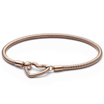 Pandora Moments Heart Closure Snake Chain Bracelet