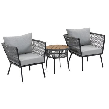 Harbor Home Pearl 3-Piece Wicker Chat Set