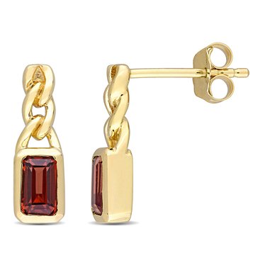 Sofia B. 5/8 cttw Octagon Garnet Link Drop Earrings