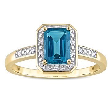 Sofia B. 1 1/5 cttw London Blue Topaz & Diamond Accent Halo Ring