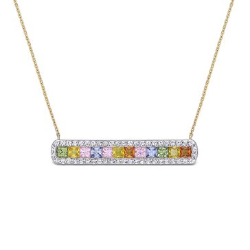 Sofia B. 3 1/2 cttw Multi-Color Sapphire Bar Necklace