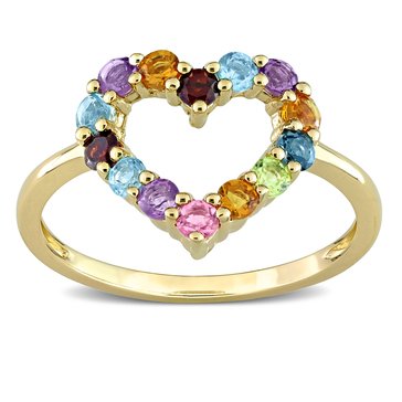 Sofia B. 3/4 cttw Multi-Color Gemstones Open Heart Ring