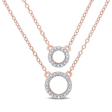 Sofia B. Two-Strand Diamond Accent Sterling Silver Circle Chain Necklace