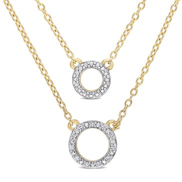 Sofia B. Two-Strand Diamond Accent Yellow Plated Sterling Silver Circle Chain Necklace