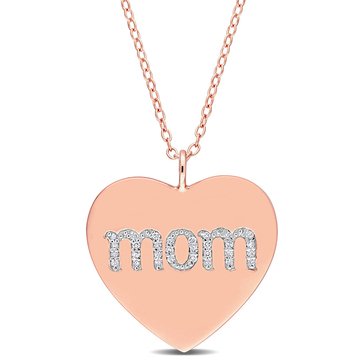 Sofia B. 1/10 cttw Diamond Mom Engraved Heart Rose Plated Pendant