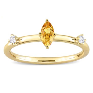Sofia B. 1/3 cttw Marquise Citrine & White Topaz Stackable Ring