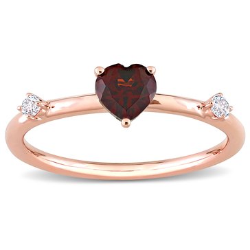 Sofia B. 5/8 cttw Heart Garnet & White Topaz Stackable Ring