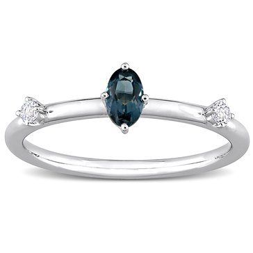 Sofia B. 1/3 cttw Oval London Blue Topaz & White Topaz Stackable Ring