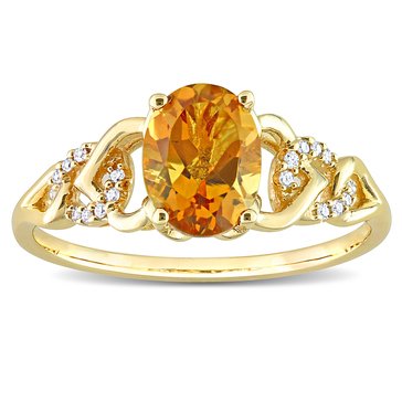 Sofia B. 1 1/10 cttw Oval Madeira Citrine and Diamond Accent Link Ring