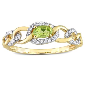 Sofia B. 1/4 cttw Peridot and 1/8 cttw Diamond Mini Oval Link Ring