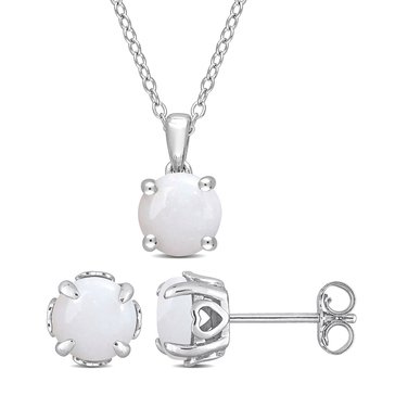 Sofia B. 2 2/5 cttw Opal Solitaire Pendant & Stud Earrings Set