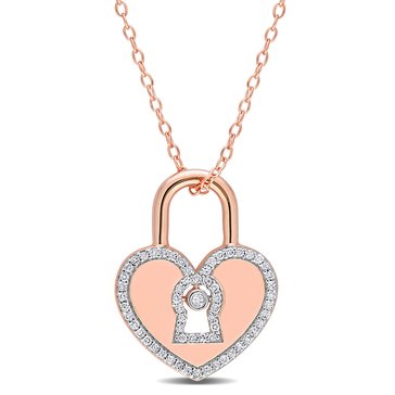 Sofia B. 1/5 cttw Diamond Heart Lock Pendant