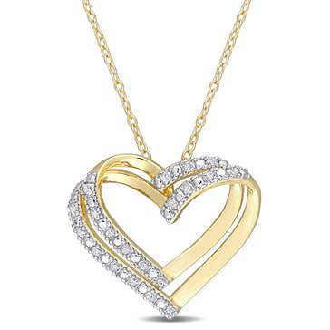 Sofia B. 1/5 cttw Diamond Open Heart Yellow Plated Sterling Silver Pendant