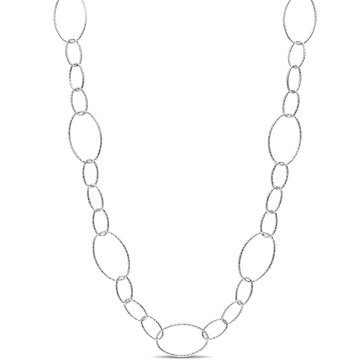 Sofia B. Sterling Silver Fancy Oval Link Chain Necklace 