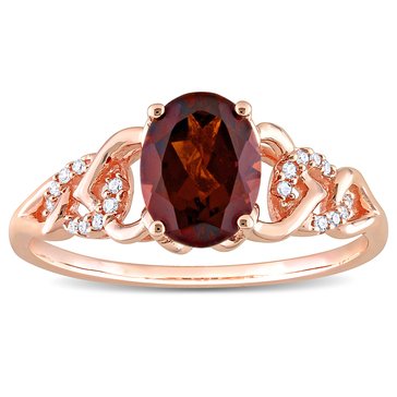 Sofia B. 1 3/8 cttw Oval Garnet Diamond Accent Link Ring