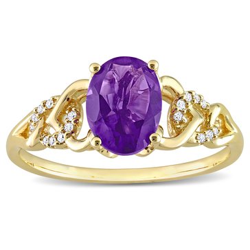 Sofia B. 1 1/5 cttw Oval Africa Amethyst & Diamond Accent Link Ring