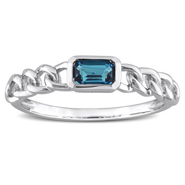 Sofia B. 3/8 cttw Octagon London Blue Topaz Link Ring