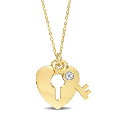 Sofia B. Diamond Accent Lock & Key Heart Charm Pendant