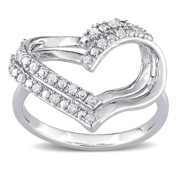 Sofia B. 1/5 cttw Diamond Sterling Silver Open Heart Ring