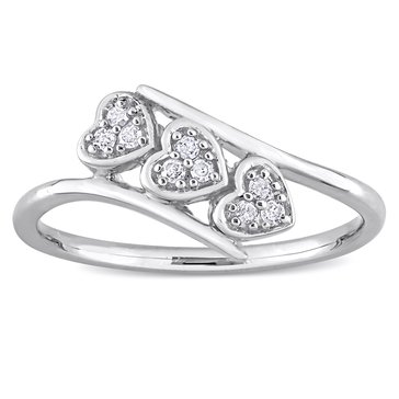 Sofia B. 1/10 cttw Diamond Triple Heart Bypass Sterling Silver Promise Ring