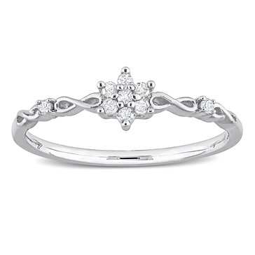 Sofia B. 1/10 cttw Diamond Floral Promise Sterling Silver Ring