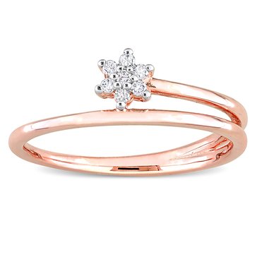 Sofia B. Diamond Accent Rose Plated Sterling Silver Floral Promise Ring