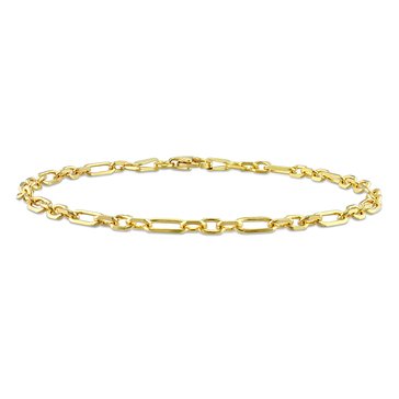 Sofia B. 18K Yellow Gold Plated Sterling Silver Diamond Cut Figaro Bracelet