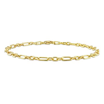 Sofia B. 18K Yellow Gold Plated Sterling Silver Diamond Cut Figaro Bracelet