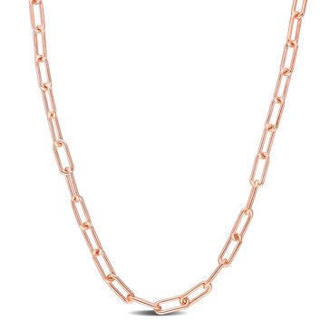 Sofia B. 18K Rose Gold Plated Sterling Silver Polished Paperclip Chain Necklace 
