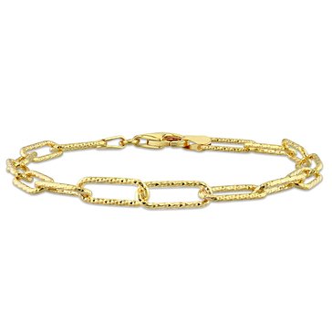 Sofia B. 18K Yellow Gold Plated Sterling Silver Fancy Paperclip Chain Bracelet