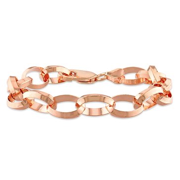 Sofia B. Sparkling 18K Rose Gold Plated Sterling Silver Rolo Chain Bracelet