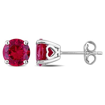 Sofia B. 3 1/4 cttw Created Ruby Solitaire Stud Earrings