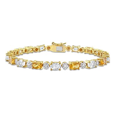 Sofia B. 8 3/4 cttw Citrine White Topaz & Diamond Accent Oval Tennis Bracelet