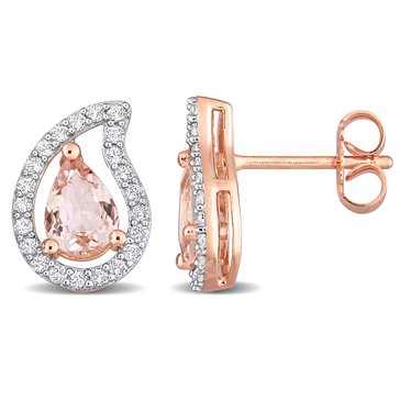 Sofia B. 1 7/8 cttw Pear Shape Morganite & White Topaz Teardrop Stud Earrings