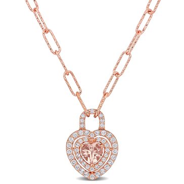 Sofia B. 1 5/8 cttw Morganite & White Topaz Halo Heart Pendant