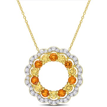 Sofia B. 5 7/8 cttw Citrine & Madeira Citrine Graduated Open Floral Halo Pendant