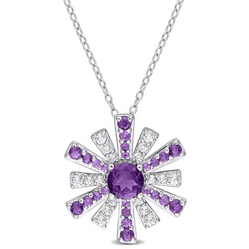 Sofia B. 2 cttw African Amethyst & White Topaz Starburst Pendant
